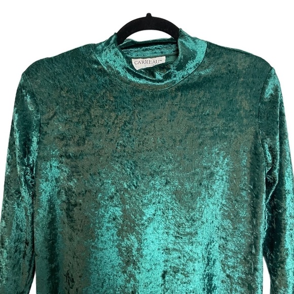 Vintage Cartesian Sport Green Velour Mock Neck Long Sleeve Dress Sz.S - Picture 3 of 10